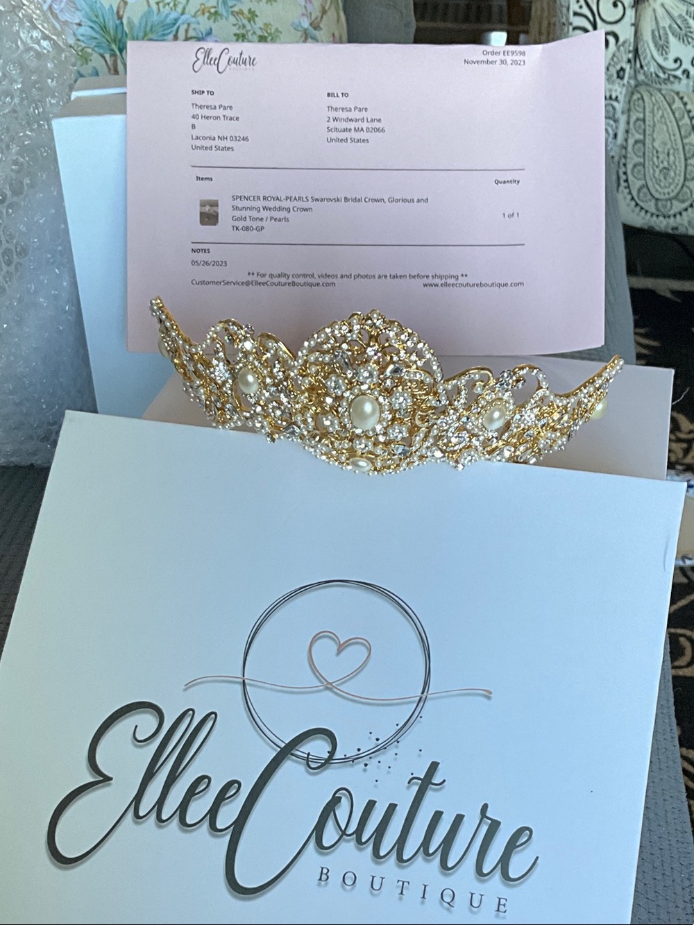 Gold Pearl Bridal Tiara